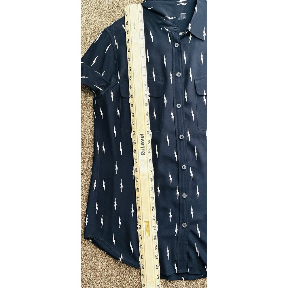 Equipment X Kate Moss Signature Silk Blouse S Black Lightening Bolt Print Shirt - Picture 7 of 7
